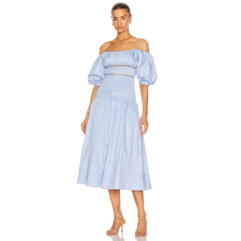 NWT * SELF-PORTRAIT Cotton Poplin Midi Dress * Size 6